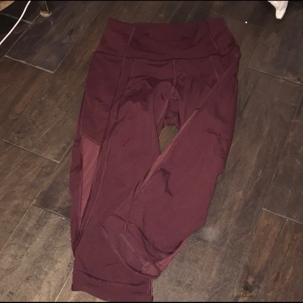 Maroon Lululemon over the knee leggings